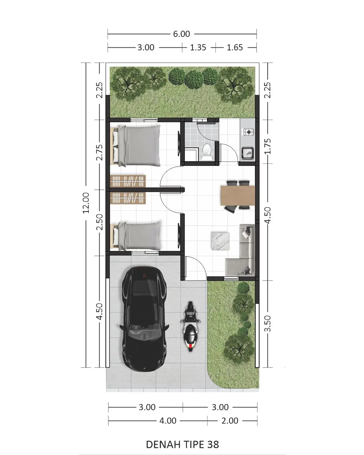 Denah Unit Type 38/90