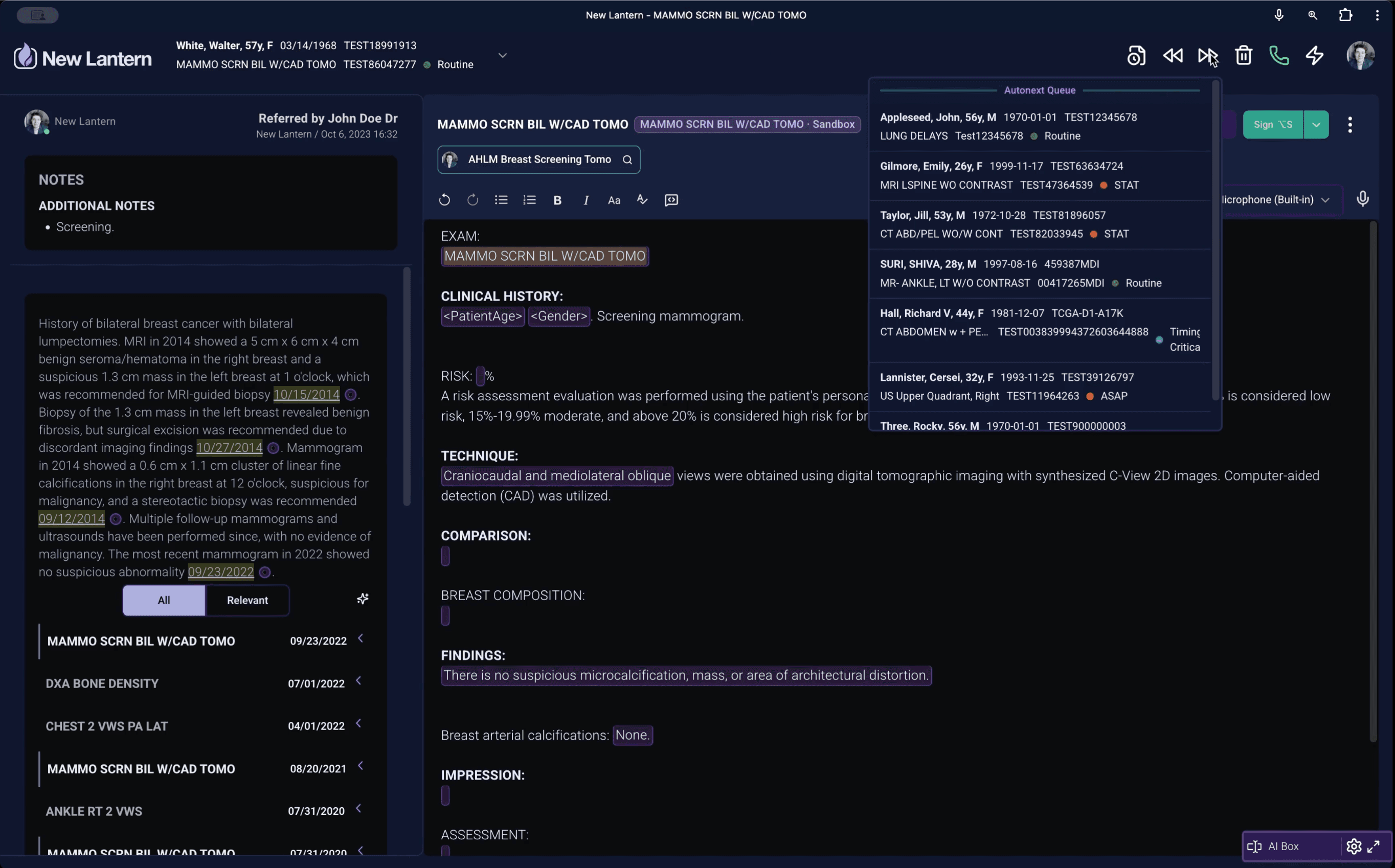 New Lantern radiology worklist