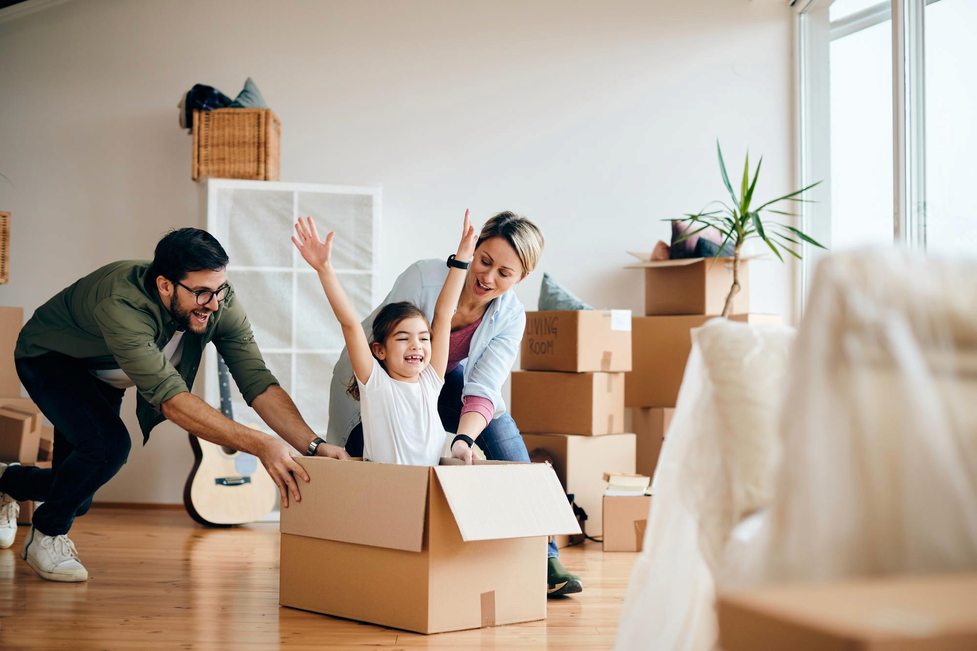 happy family moving in
