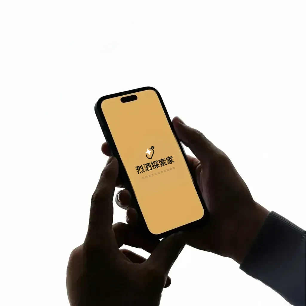 Product mockup of the Spirits Explorer app demonstrating how the brand identity system scales across mobile UI applications.