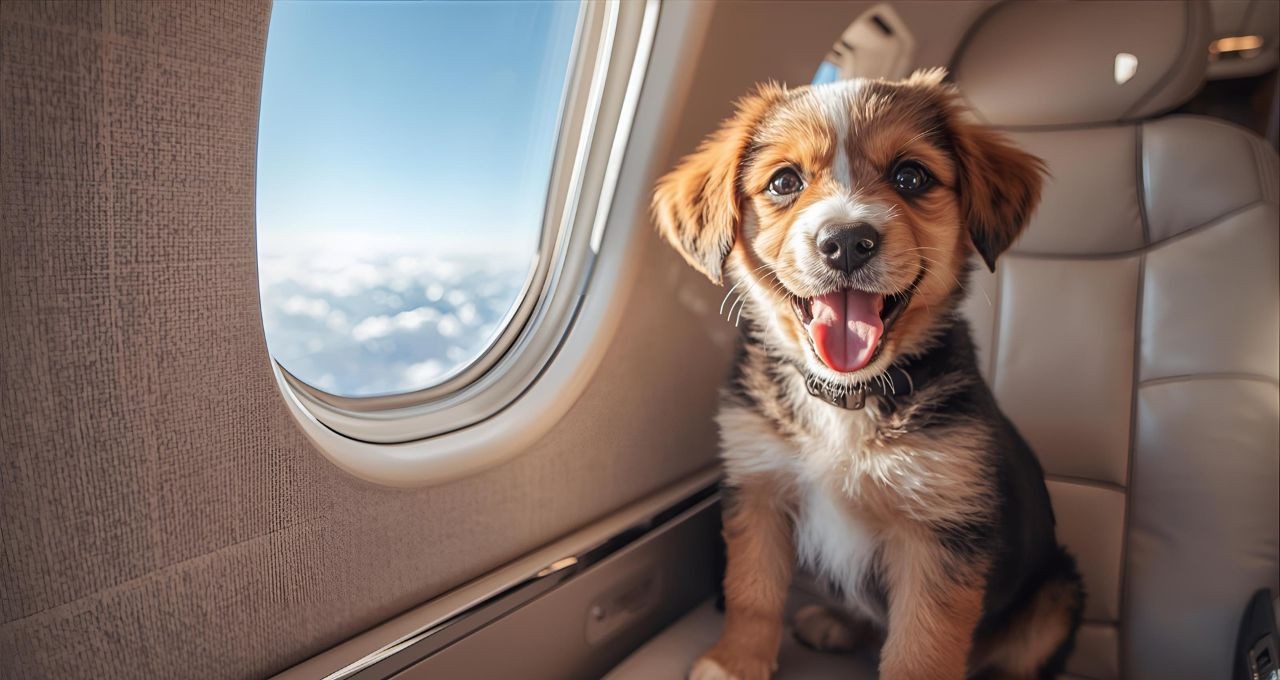 Mascota en avión privado