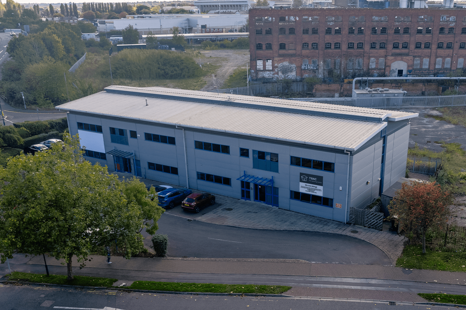 Aerial view of the modern and expansive student learning centre building