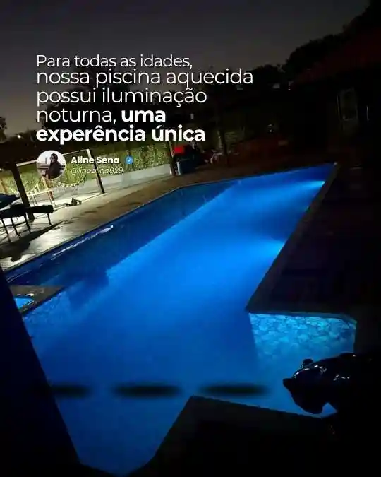 Piscina aquecida à noite - Sítio A&J