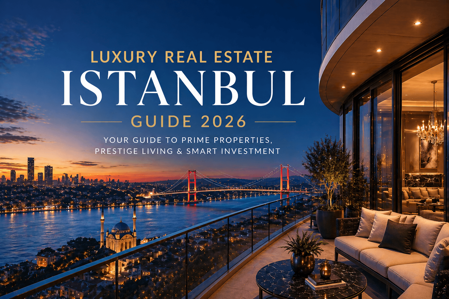 Luxury real estate in Istanbul with Bosphorus skyline view
