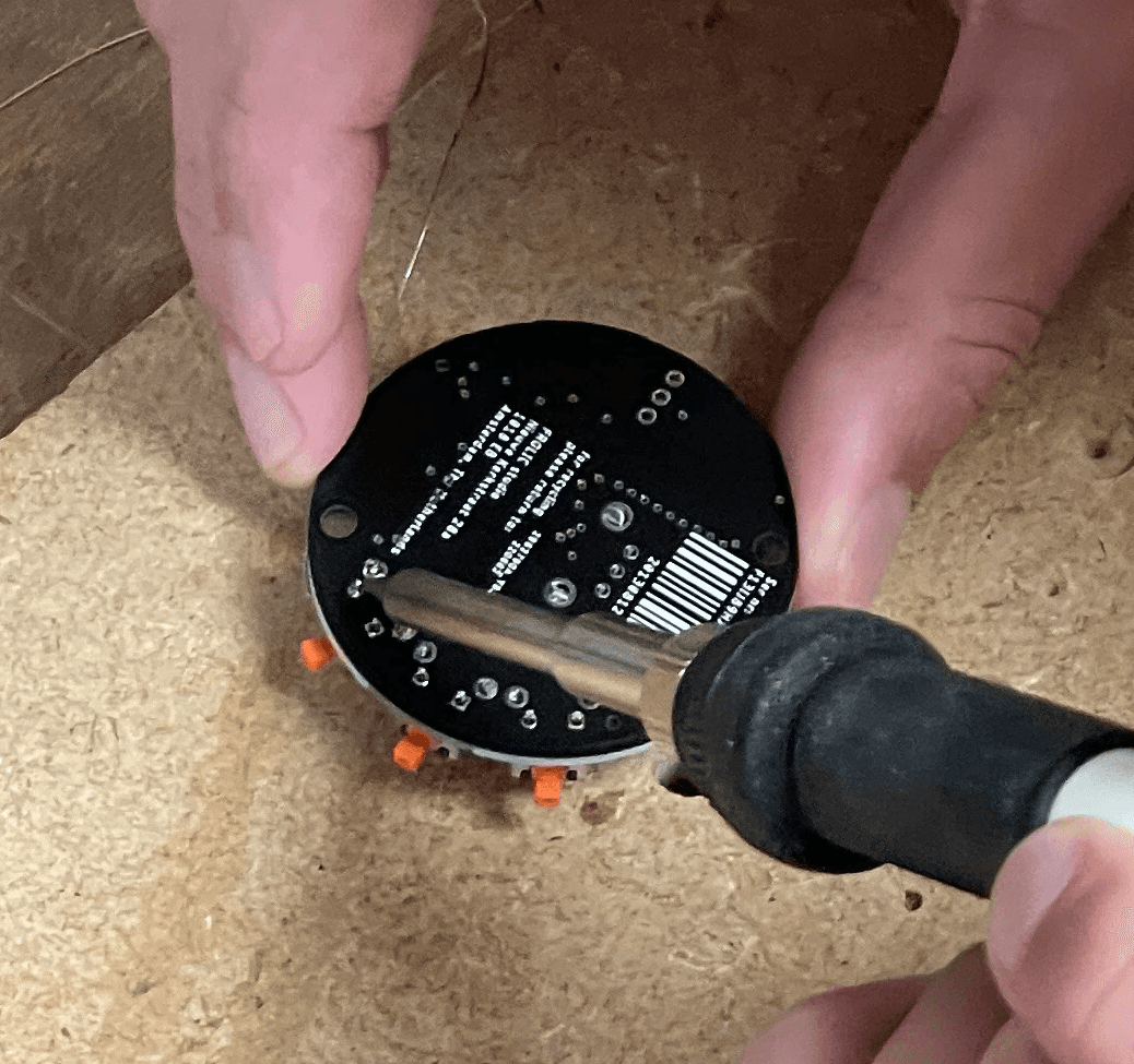 Image of soldering a speaker PCB