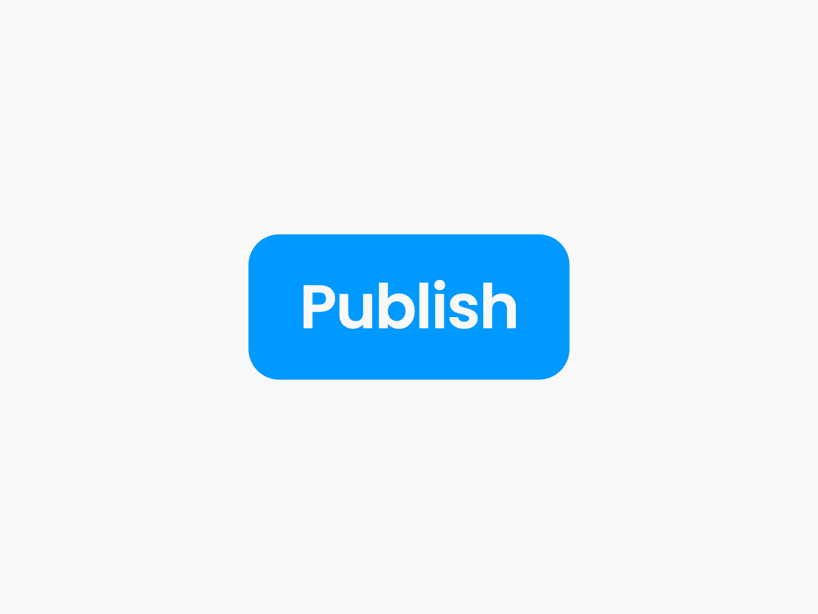 Large blue publish button illustration representing launching a website or digital project