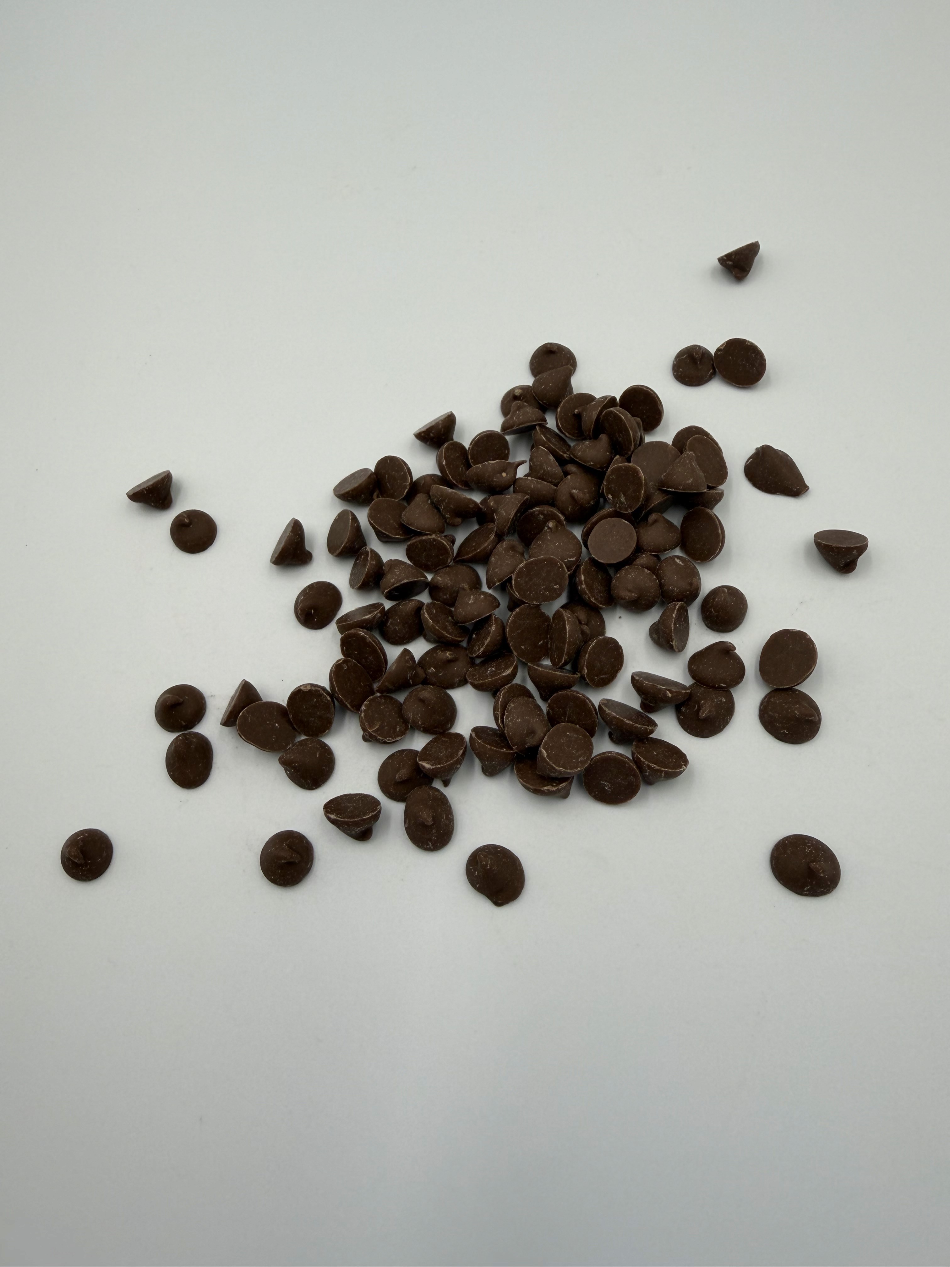Chocolate pieces in bulk container