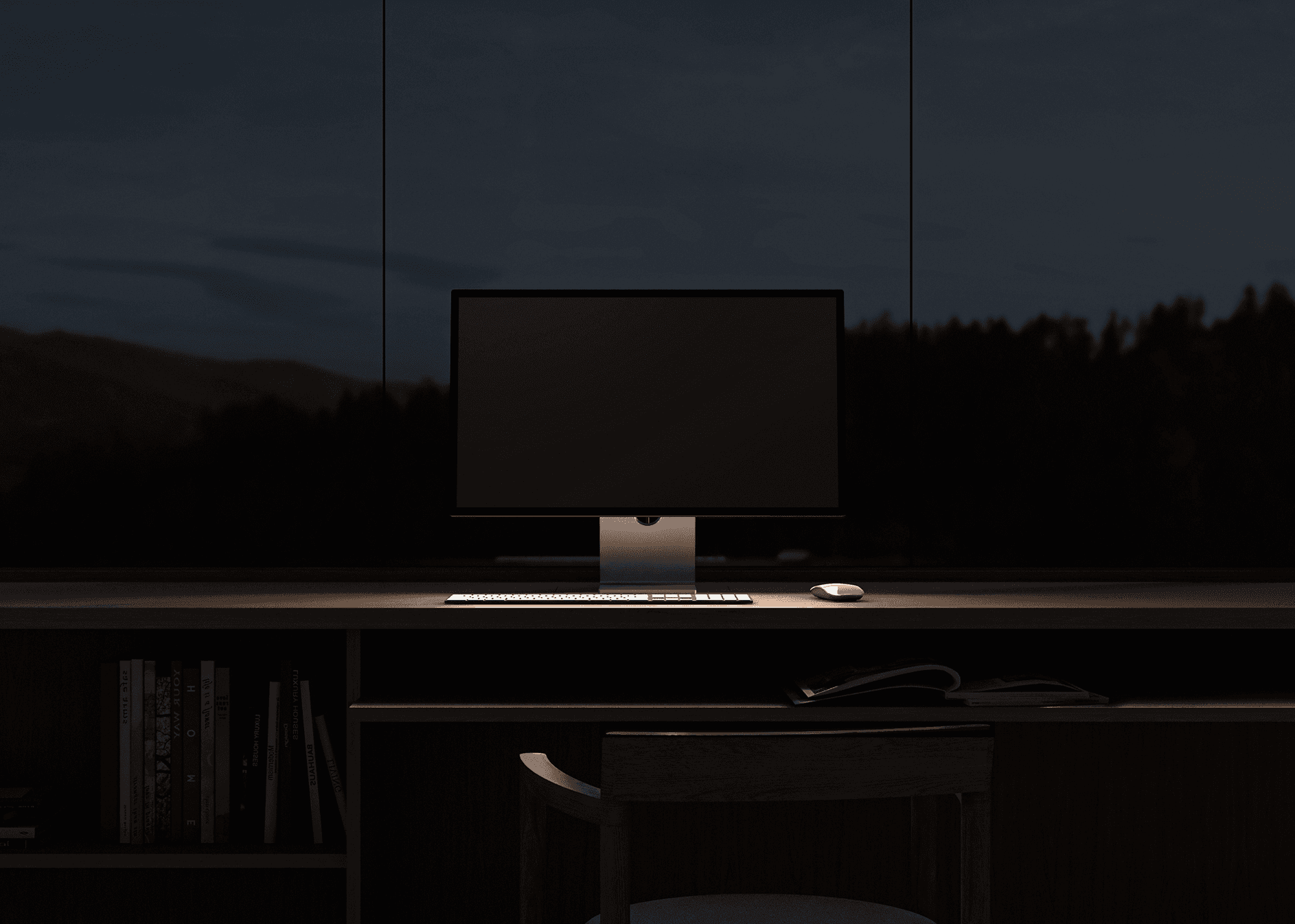 Willow night wide-angle desktop SaaS UI mockup