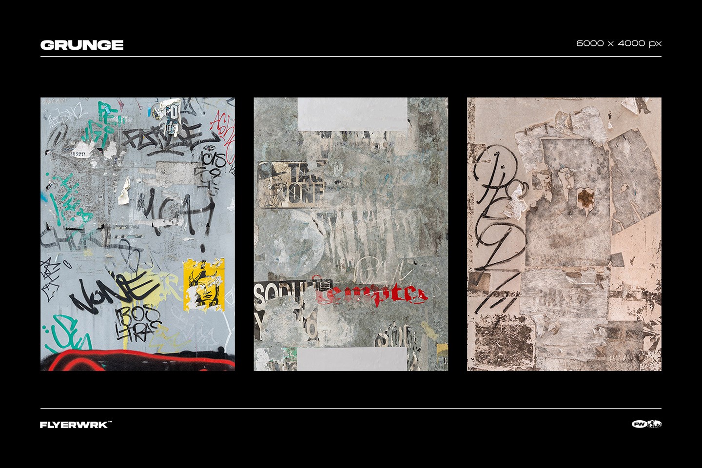Scratched graffiti wall surfaces from the grunge textures collection for gritty high resolution urban designs