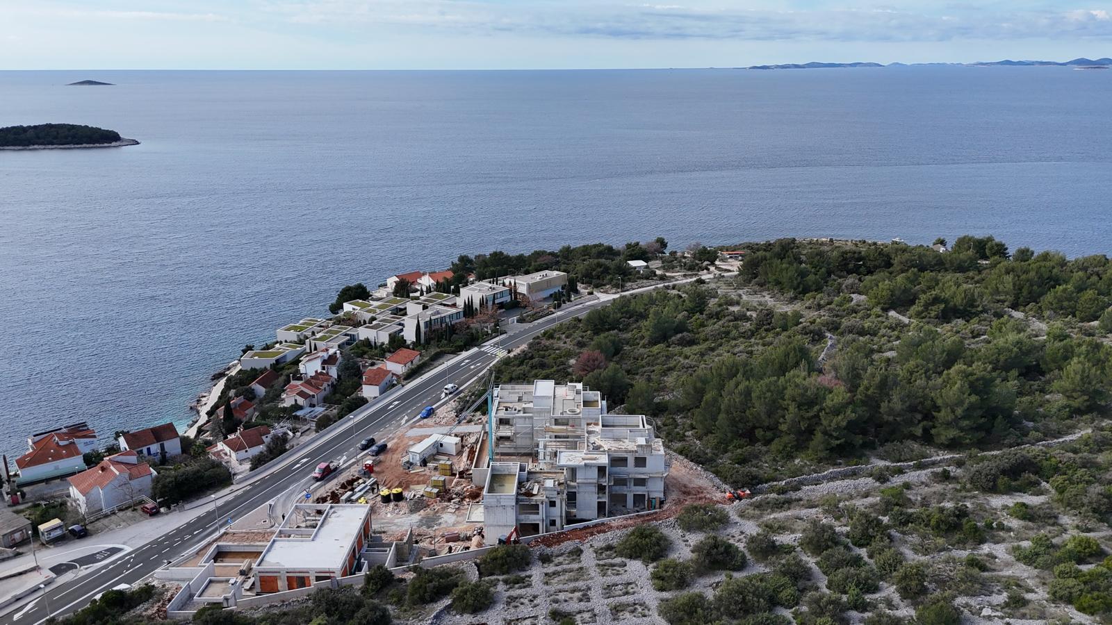 Large modern interior space with concrete walls