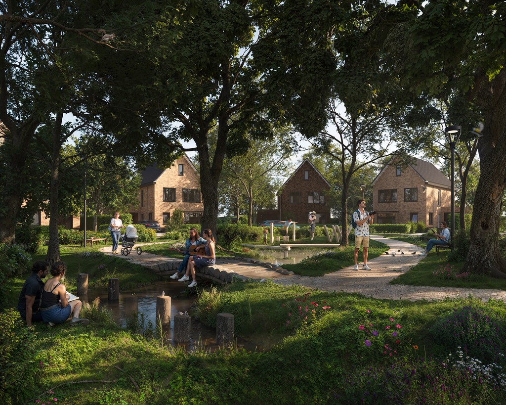 Red and black 3D cube mockup on a table