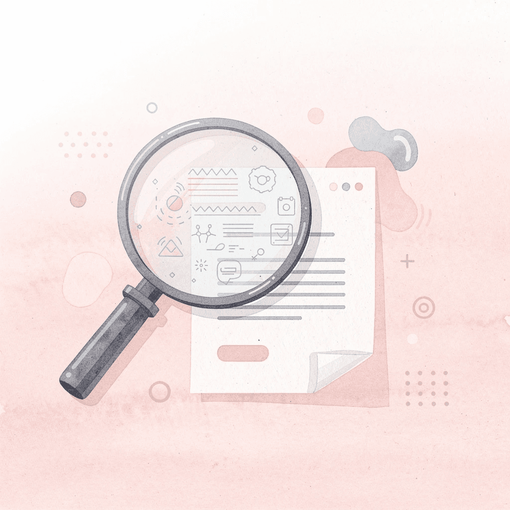  Magnifying glass examining test content to identify weak spots