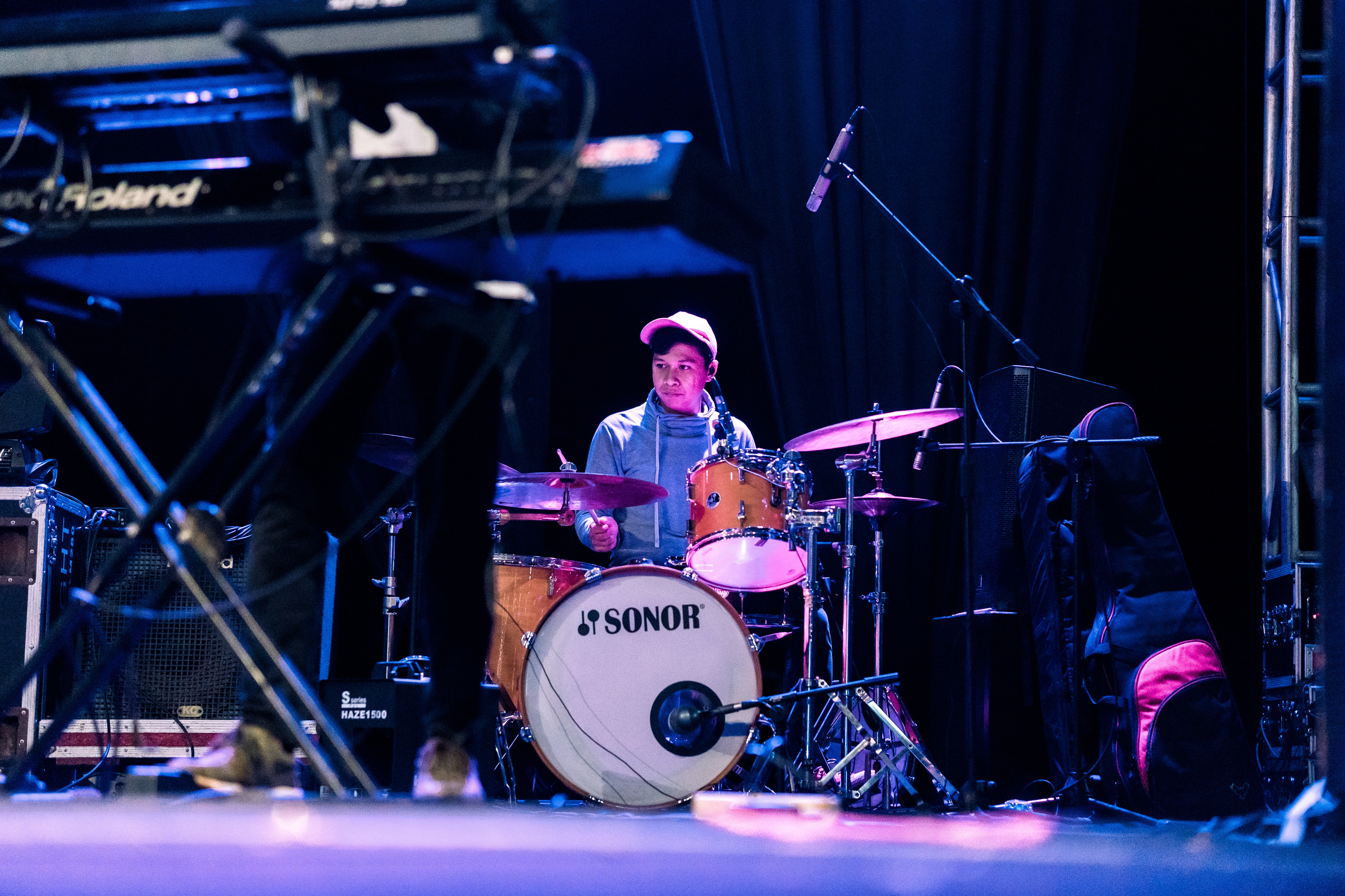 Jodi as Drummer of ITS Jazz, perfom at Jazz Tretes