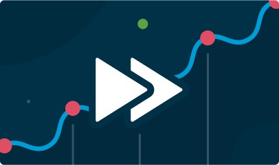 A decorative image featuring a fast-forward icon, symbolizing speed and efficiency, alongside the text 'We're your streaming strategy partner.'