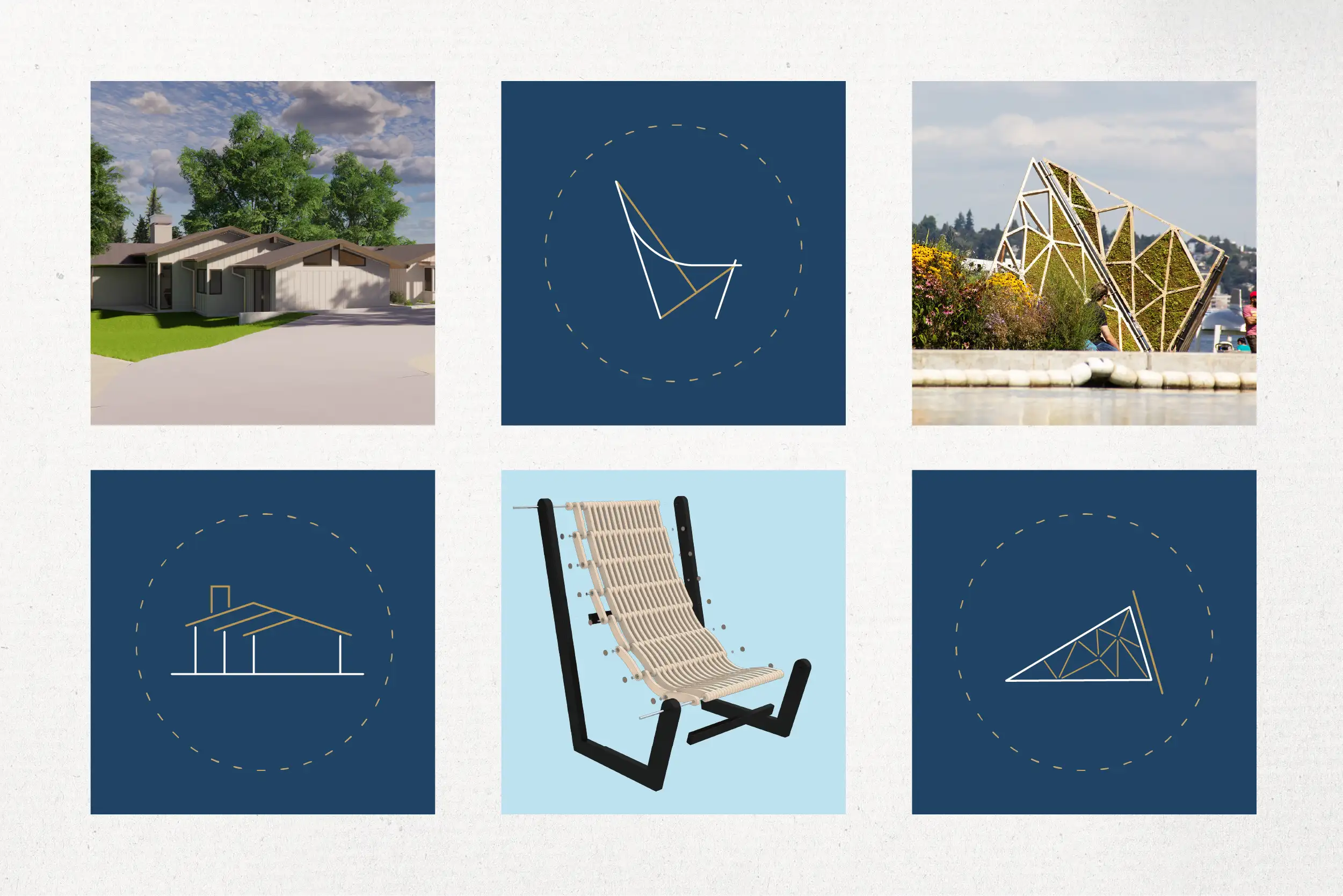 Collection of Blue Forty website icons with corresponding reference images showing design elements and visual style.