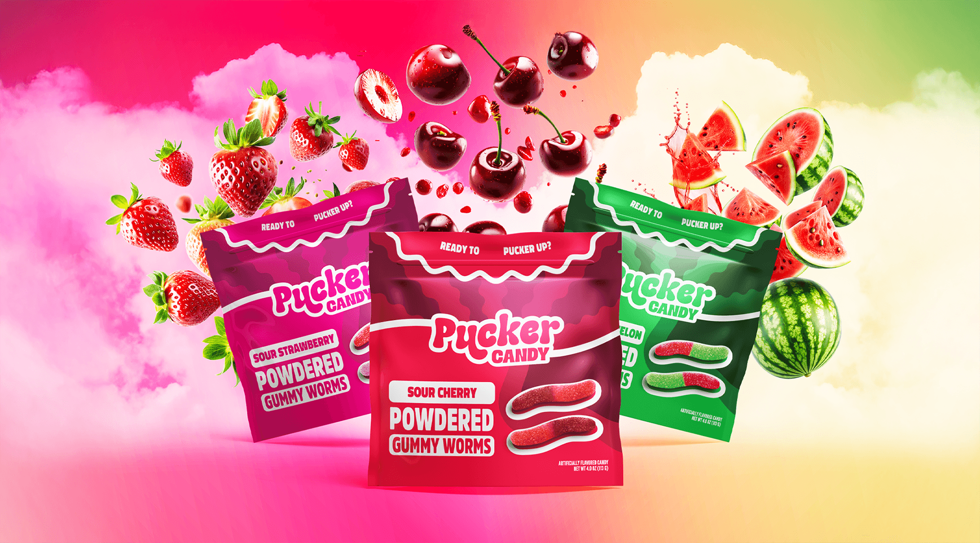 gummy bear packaging design, three flavors