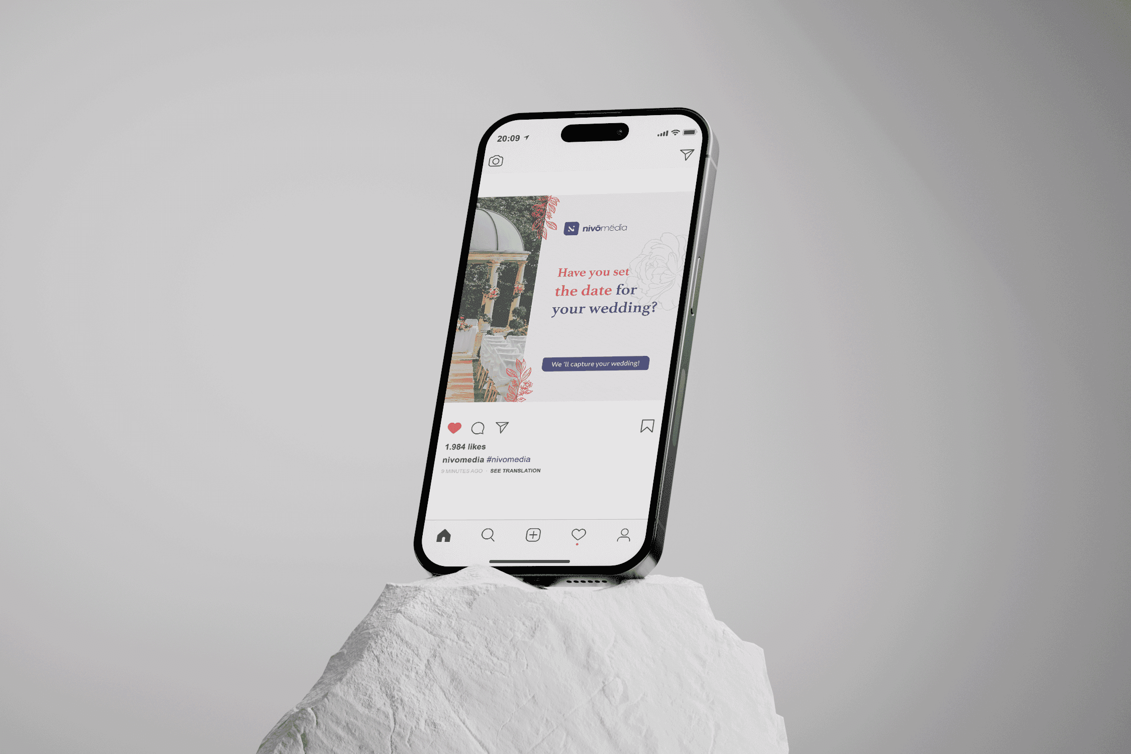 One rock and Phone mockup