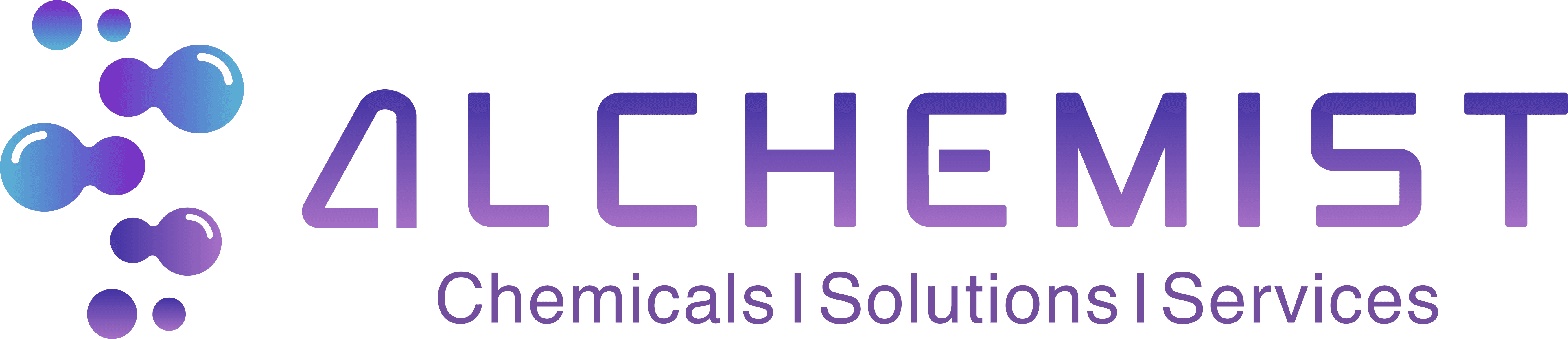 Logo featuring the word "Alchemist" in stylized purple text with graphic elements resembling science or chemistry icons.