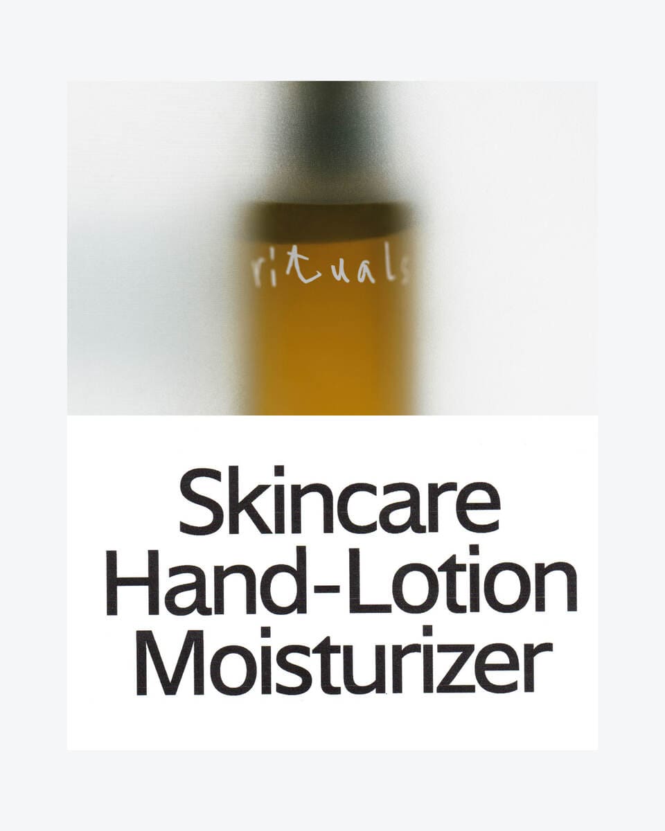 Layout design with the a photo of the bottle of a moisturizer from Ydrituals with text included.
