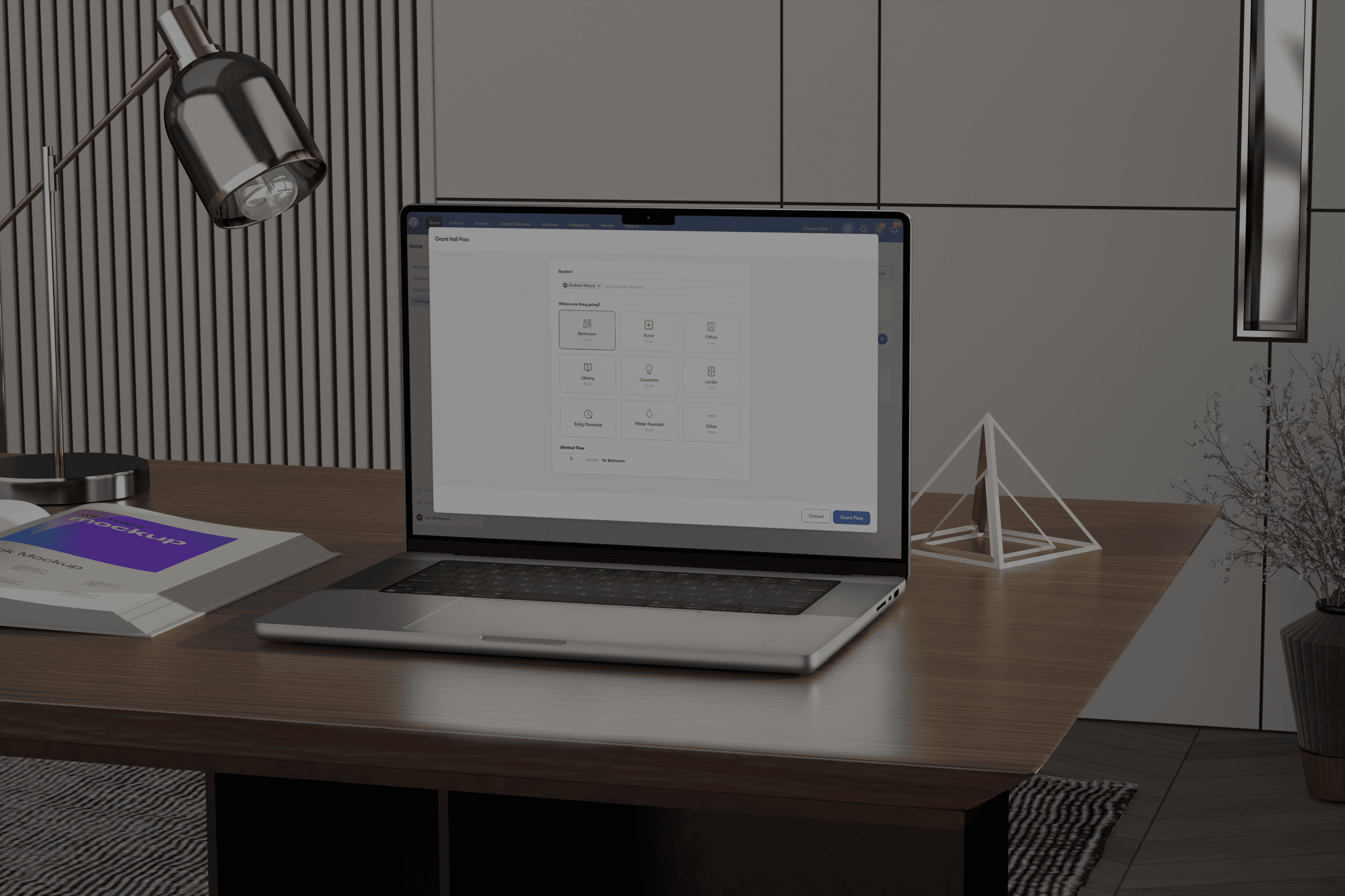 Image of a mockup of Impact Suite software dashboard. It shows the user the number of concerns and cases, it shows a concerns timeline, it lists the top students who need personal care, and it gives details into who has/has not compnleted safety trainings and policy acknowledgements.