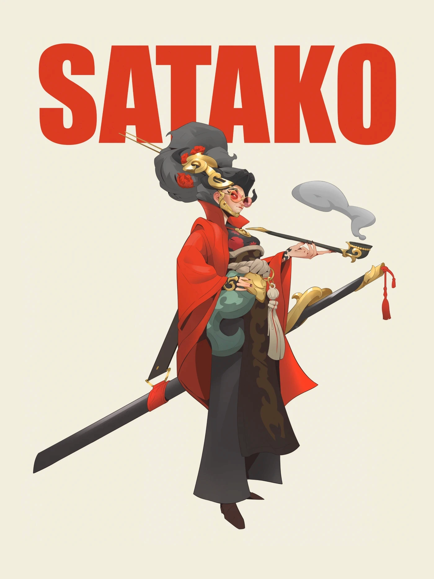Satako – samurai character concept art by Kuba Fidler