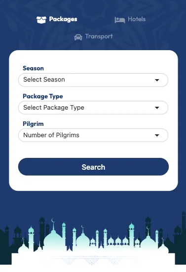 Custom Umrah travel agency website mobile variation designed by Dreams Agency, Mississauga, Ontario.