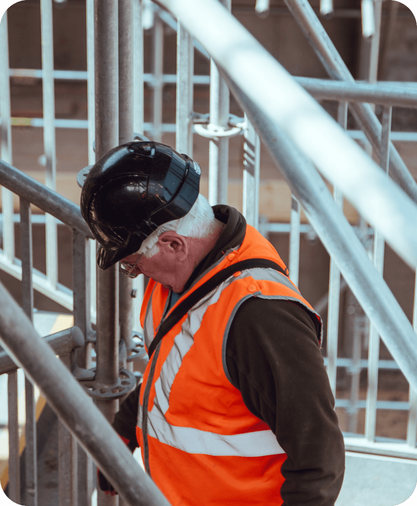 Construction worker wearing a hard hat