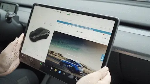 EV Works Tesla installed custom Screen Rotating Bracket