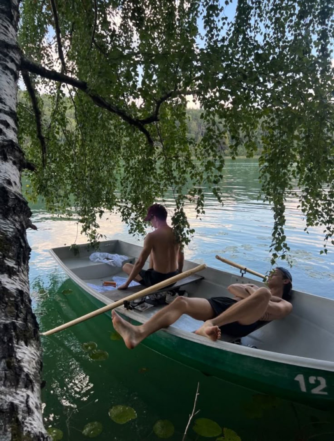 sitting in rowing boat