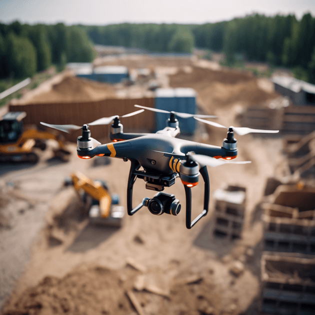 Drone flying over a construction site - Citadel Drones Services