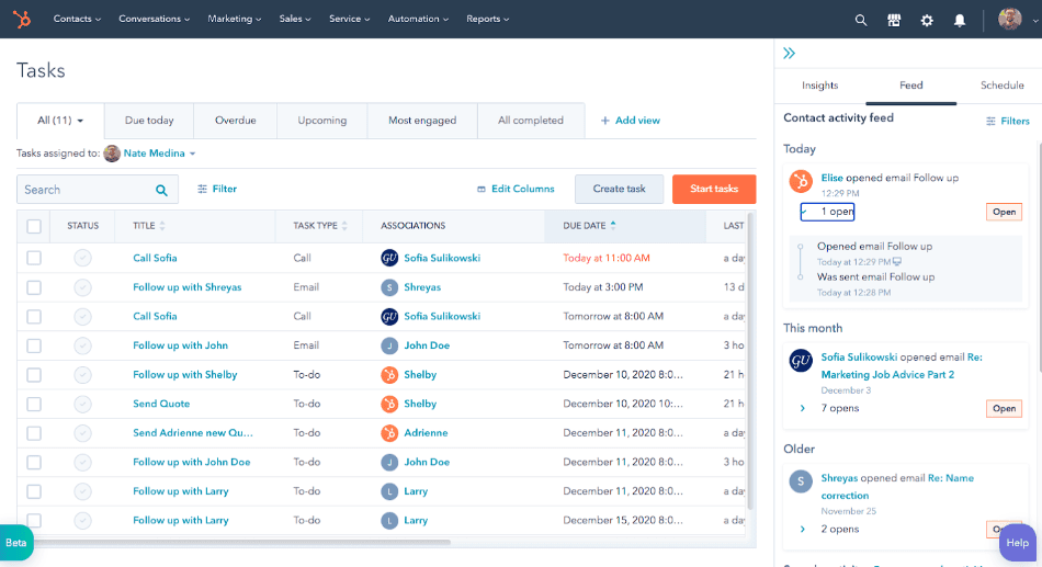 HubSpotタスク管理