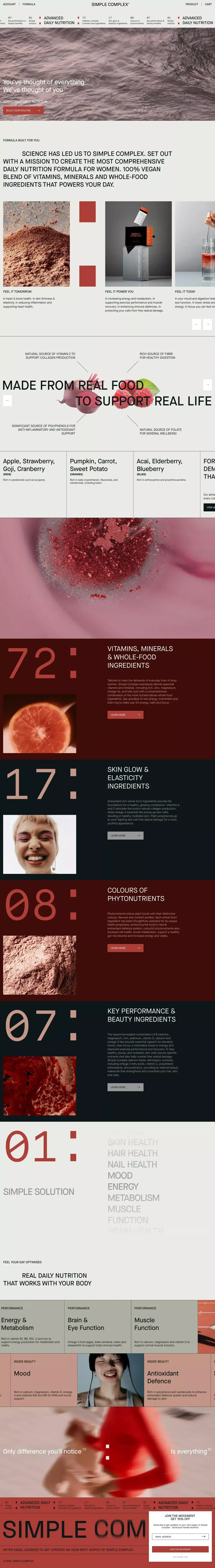 SIMPLE COMPLEX - ADVANCED FEMALE NUTRITI landing page screenshot showcasing Medical and Beauty design