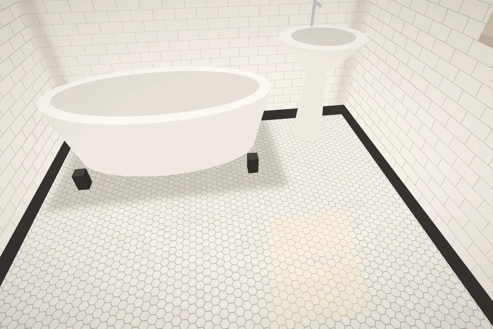 Hexagon tile bathroom floor