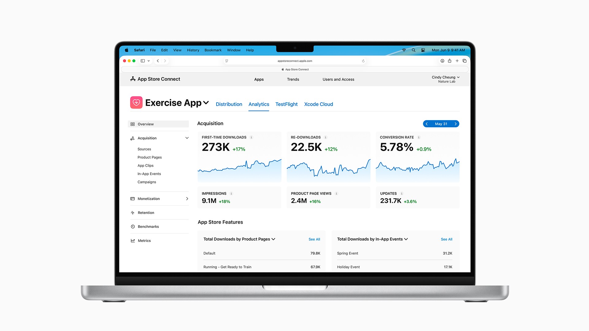 App Store Connect download analytics