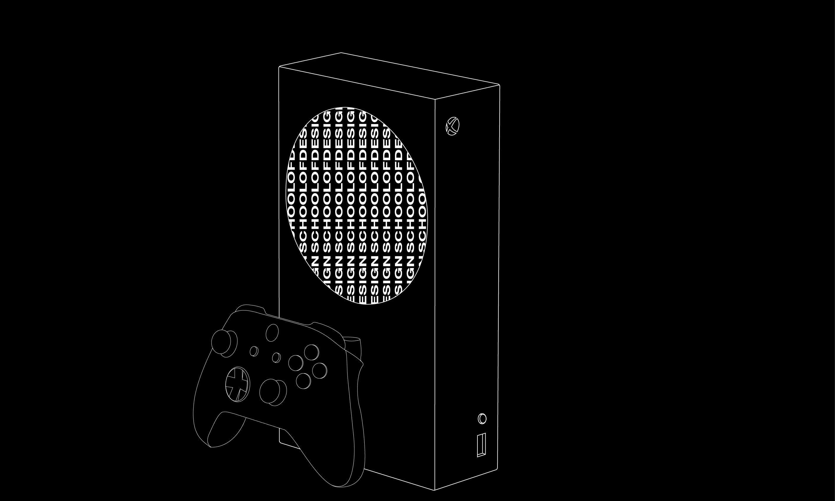 line drawing of xbox series s