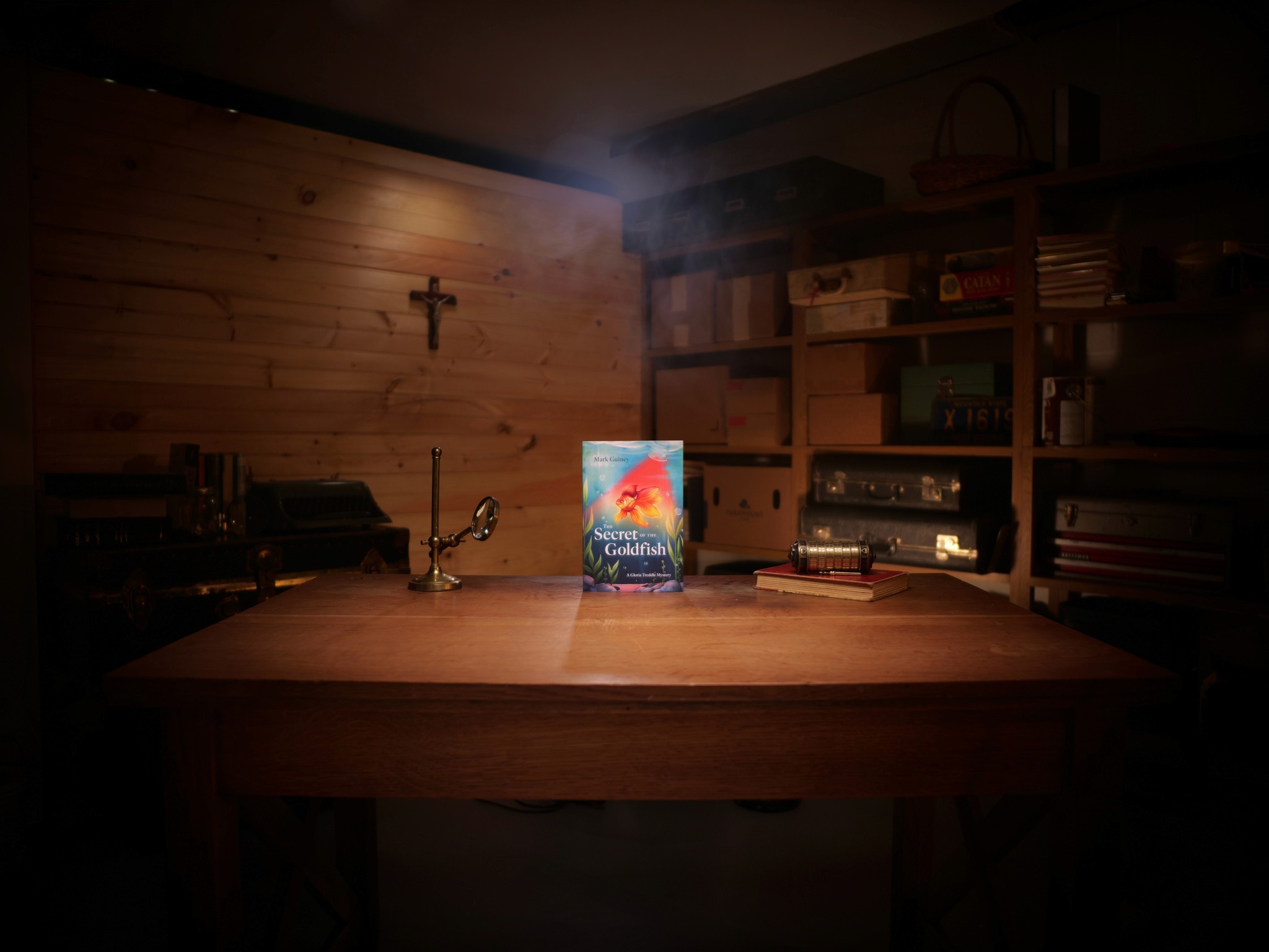 Landscape with a vineyard in rows leading to a building with a tower, rolling hills in the distance.