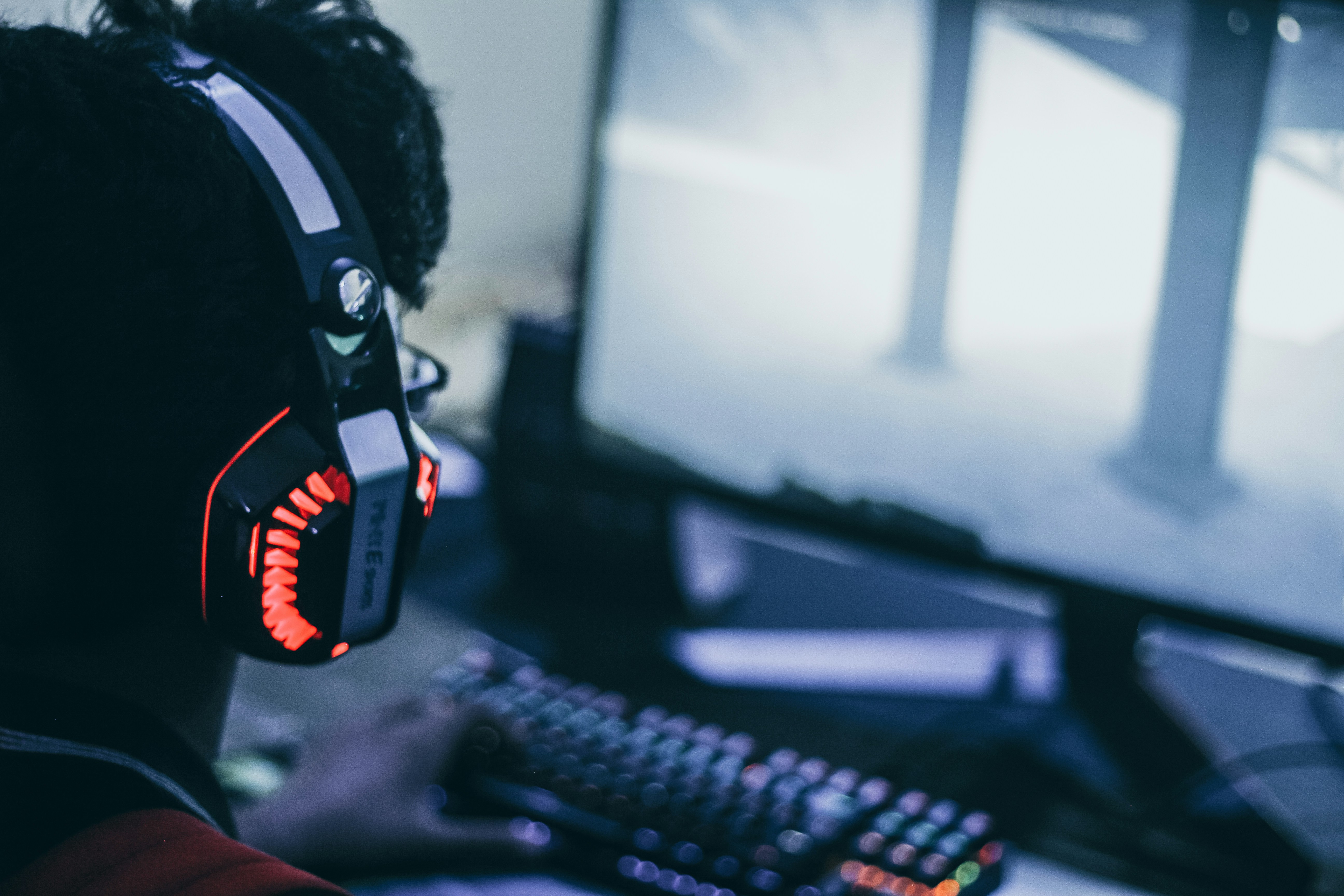 Person with gaming headphones on