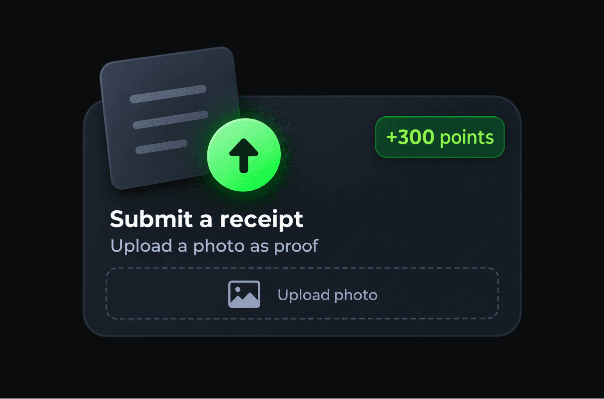 Tap to Earn feature illustrated with a central tappable element surrounded by floating point icons, indicating reward collection.
