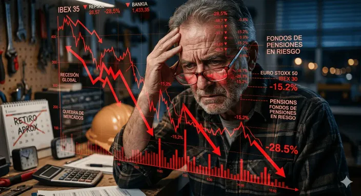 Pérdida de capital en un plan de pensiones vinculado a renta variable durante una crisis bursátil.