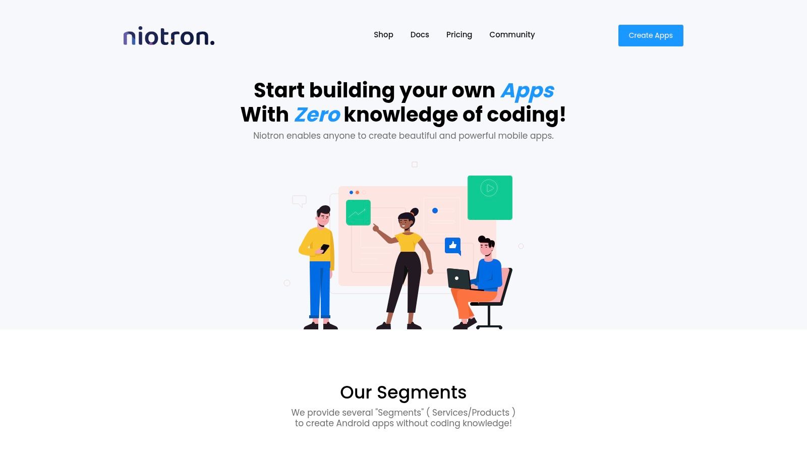 Niotron app builder interface