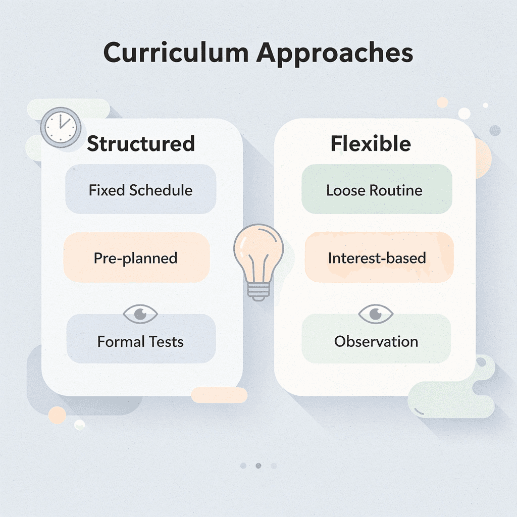 Comparison chart showing structured versus flexible curriculum approaches