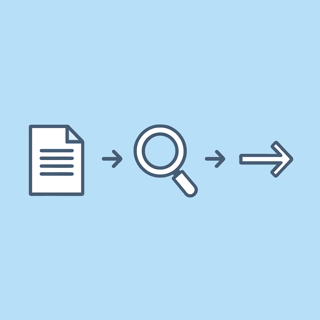 Three-step process showing document upload, chat input, and evidence extraction in Otio