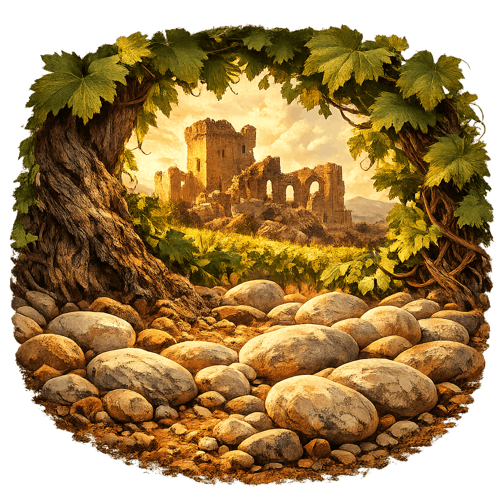 Detailed graphic of the Châteauneuf-du-Pape wine region.