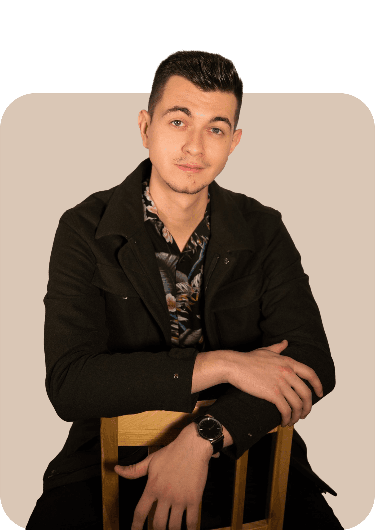 Portrait of Bogdan Sitting on a Chair