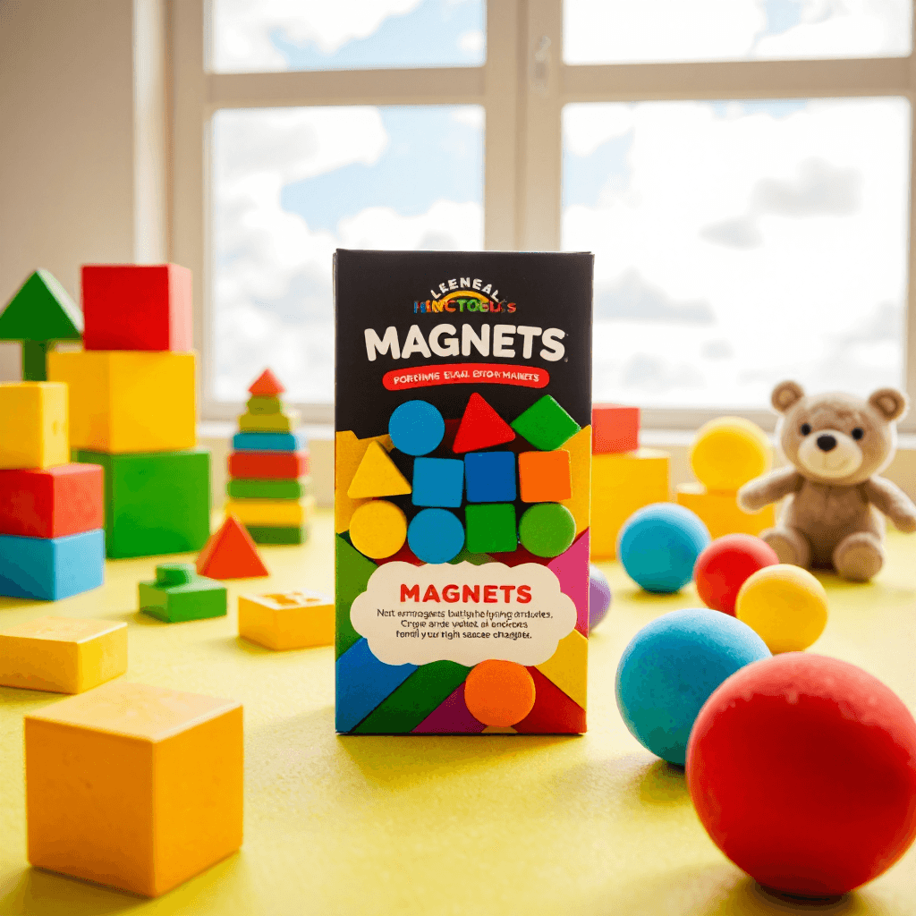 product photography of a box of magnets