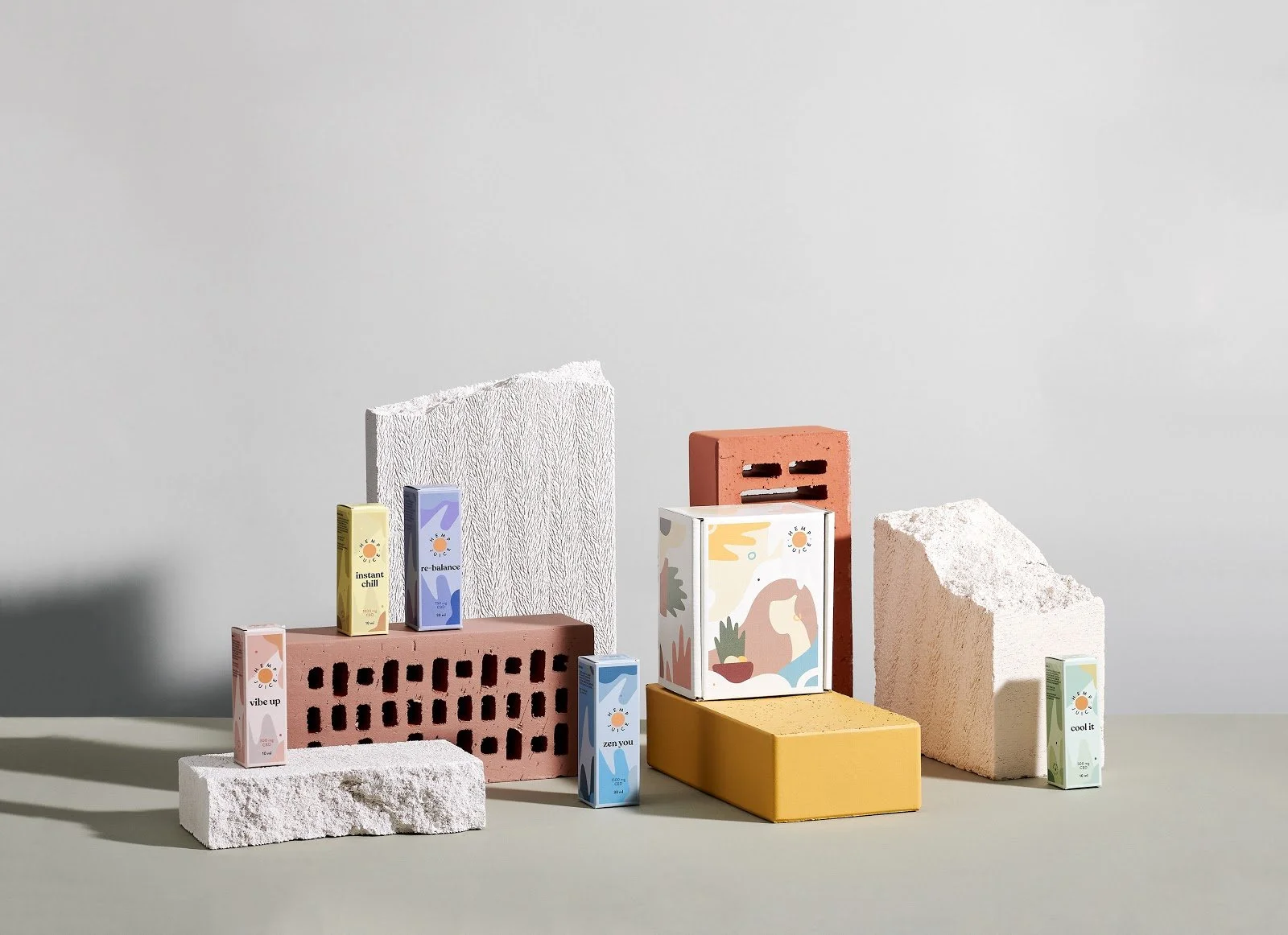An assortment of consumer brand packaging