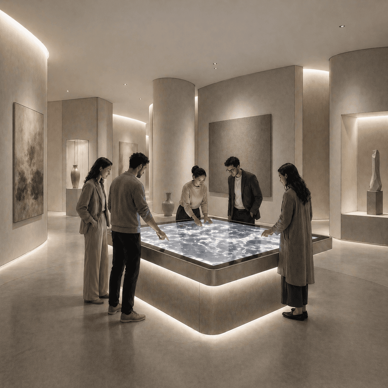 Minimalist brushed-steel chair in a white corner studio—industrial, brutalist modern furniture.