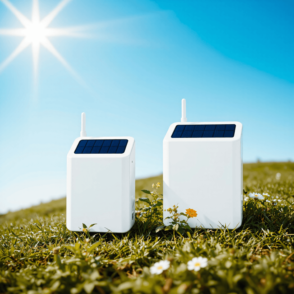 product photography of a pair of solar-powered devices