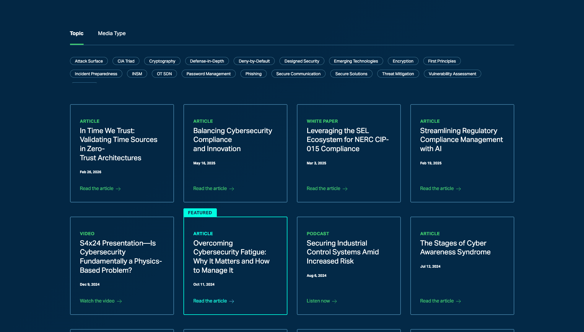 A screenshot of the cybersecurity center main page