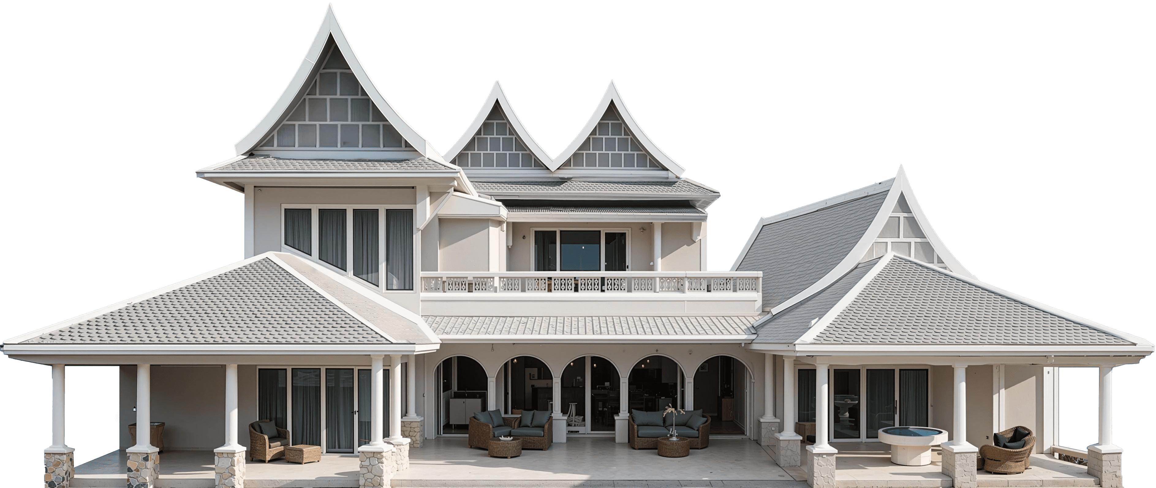modern sculptural building with curved wooden exterior